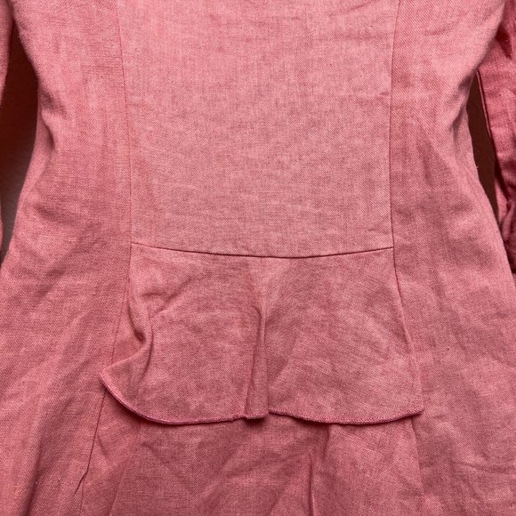 Stoosh Womens Pink Linen Blend Blazer Sz S Preppy Coastal Rayon Ruching Ruffle - Picture 8 of 10